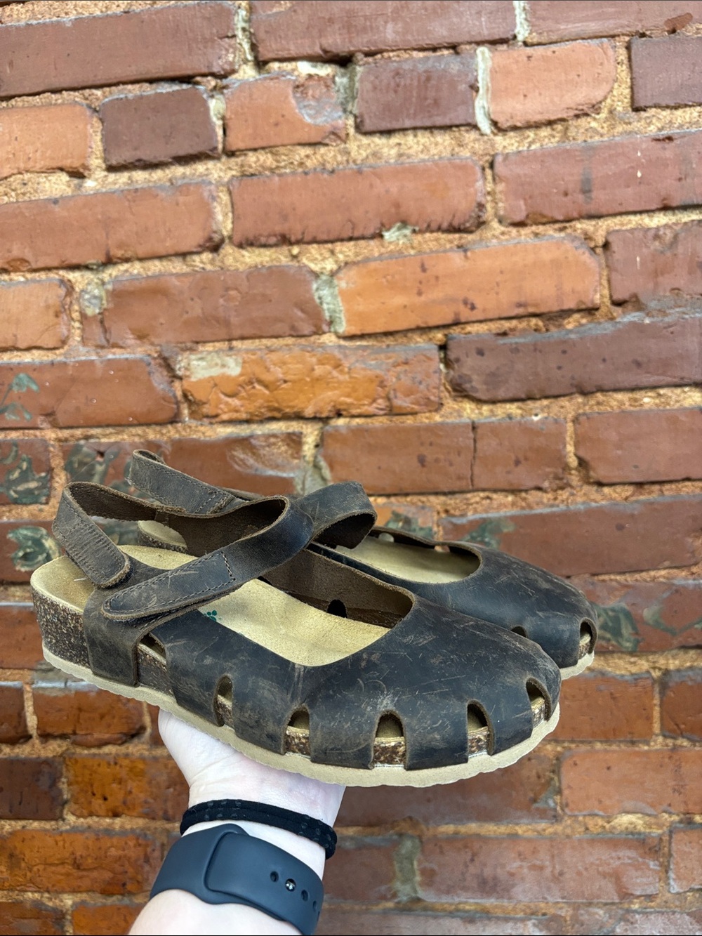 BioNatura Made in Italy Easy Leather Sock Mary Jane Sandals Womens 6 1/2